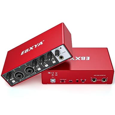 Scheda Audio Esterna, EBIXA Audio Interfaccia USB Nero per PC, 24-Bit/192kHz Mixer Audio Professionale, USB-C Audio Interface con Preamplificatori, 48V Phantom Alimentazione