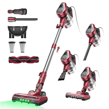 Vexilar C8 Aspirapolvere con Filo 60KPa, LED, 5 in 1 Ultra-leggero Aspirapolvere Portatile,Cavo 7m,Scopa Elettrica con Filo Potente,Aspirapolvere Verticale per Tappeti/Pavimenti/Peli di Animali