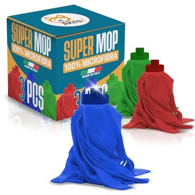 Set 3 Pezzi MOP Lavapavimenti MOCIO: Pulizia Profonda e Assorbenza Totale per Ogni Superficie - Made in Italy (3 PZ MOP SUPER)