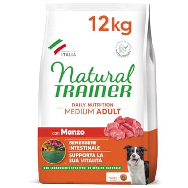 Natural Trainer Medium Cibo per Cani Adulti con Manzo - 12kg