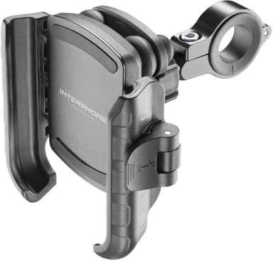 INTERPHONE SMCRAB24PRO - Supporto Universale Porta Smartphone con Anti Vibrazione PRO da Moto - Alluminio - Orientabile a 360 per Manubrio Tondo di Diametro 16/30 mm