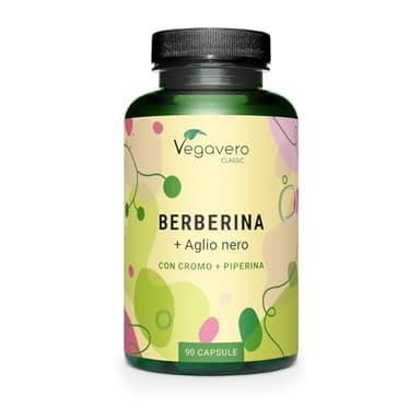 Berberina 1.000 mg | con Cromo, Pepe Nero e Aglio Nero | Berberine Pura e Naturale 97% da Berberis aristata | Vegan e Senza Additivi | Vegavero®
