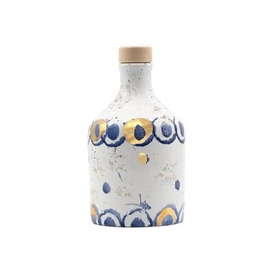 Delio Olio Extravergine di Oliva dalle migliori cultivar dell'Umbria - Orcio in ceramica “Oro in Blu” (Fantasia 2)