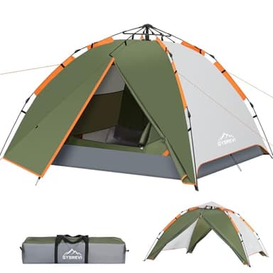 Gysrevi Tenda Campeggio 2-4 Persone,Tenda da Campeggio Automatica Doppia Porta Anti UV e Impermeabile, Interna ed Esterna 2 in 1, Adatto per il Campeggio, Escursionismo, Arrampicata