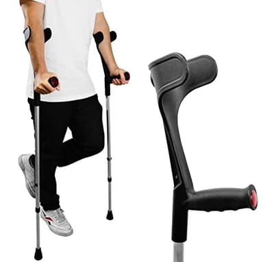 PEPE Mobility Stampelle Ortopediche Regolabili (x2 Unità), Coppia Canadesi Antiscivolo, Nero - Prodotto in Europa