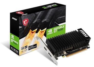 MSI GeForce® GT 1030 4GHD4 LP OC Scheda Video - 4GB DDR4, 64-bit, 384 CUDA Cores, Boost 1430 MHz, PCIe 3.0 x16, HDMI 2.0b, DP 1.4a, 4K@60Hz, 20W, DirectX 12, OpenGL 4.5, Low Profile Bracket