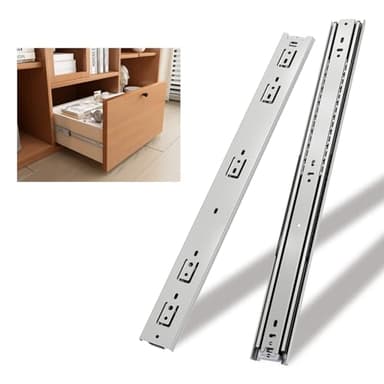 NECILO guide per cassetti per carichi pesanti 950mm, portata 68 kg, estrazione totale con cuscinetti a sfera, per camper, casa e armadi grandi, montaggio laterale, argento, 1 coppia (2 pezzi)