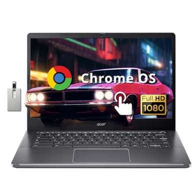 acer Chromebook Plus 14 pollici FHD Touchscreen Laptop, processore Intel i3-N305, 8 GB di RAM, 640 GB di memoria (SSD da 512 GB + scheda USB da 128 GB), grafica Intel UHD, webcam 1080P, Chrome OS,