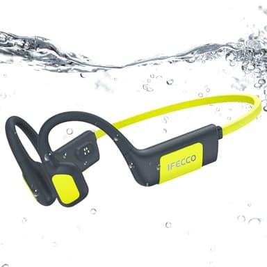 IFECCO Cuffie Conduzione Ossea Nuoto, IP68 Impermeabili Auricolari Piscina Nuoto Bluetooth 5.4, Cuffie Subacquee con Lettore MP3 da 32G, Wireless Auricolari per Nuoto, Surf, Corsa, Ciclismo