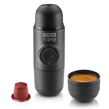 WACACO Minipresso NS, Caffettiera Portatile, Azionabile Manualmente, Macchina Espresso Portatile, Compatibile con Capsule *Nespresso®* (capsule originali NS e compatibili), Caffettiera da Viaggio