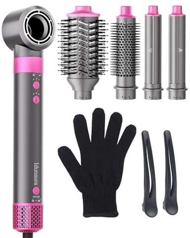 Idunaura 5 in 1 Phon Capelli & Hair Styler, 110,000 GIRI/MIN, 39M/S, 1200W Asciugacapelli ad Alta Velocità, 500 Milioni di Ioni Hair Dryer con Spazzola Asciugacapelli e Air Arricciacapelli