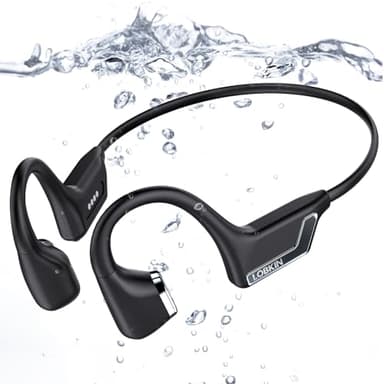 LOBKIN Cuffie Conduzione Ossea, Auricolari Nuoto Bluetooth 5.4, Cuffie Subacquee per Piscina IPX8, Open Ear Auricolari Conduzione Ossea con Lettore MP3, Cuffia Sportive per Nuoto, Corsa, Ciclismo