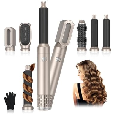 Journeyside Spazzola Ad Aria Calda 5 in 1,1000W Spazzola Asciugacapelli, Hair Air Styler Set con 3 Temperature, Spazzola Modellante Ad Aria Per Capelli Ricci, Volumizzante, Lisciante, Asciugare