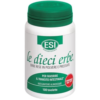 ESI - Le Dieci Erbe, Integratore Alimentare Vegetale con Tarassaco, Lassativo Naturale Contro Stitichezza, Costipazione e Flatulenza, Regola il Transito Intestinale, Senza Glutine Vegan,100 Tavolette