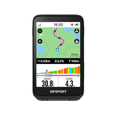 iGPSPORT BiNavi Ciclocomputer GPS, Analisi dell'Allenamento Funzione di Guida Continua Rilevamento del Movimento 3,5" Touchscreen Controllo della Musica e della Telecamera d'azione, iClimb Pro, 35H