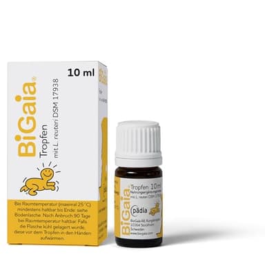 BiGaia Gocce 10 ml, con il batterio naturale dell'acido lattico L. reuteri per sostenere la microflora intestinale, uso sicuro per i neonati dalla nascita