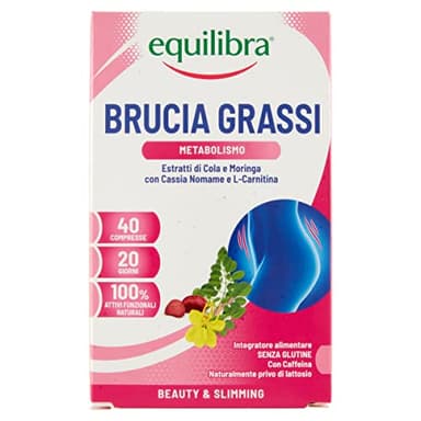 equilibra Integratori Alimentari, Perdita di Peso Bruciagrassi, Integratore per l'Equilibrio del Peso Corporeo, Azione Tonica, Stimola il Metabolismo, Senza Glutine, 40 Compresse