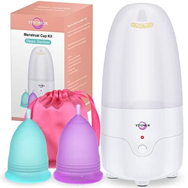 YTYOMUR Sterilizzatore a Vapore per Coppette Mestruali con 2 Coppette Mestruali Riutilizzabili, Kit di Lavaggio per Detergente per Coppe Mestruali