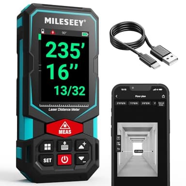 MiLESEEY Metro Laser 100M, Misuratore Laser Ricaricabile Multifunzionale con Sensore di Inclinazione Digitale, Precisione di ±2 mm, Connettività App, Display IPS da 2,4", Batteria Inclusa