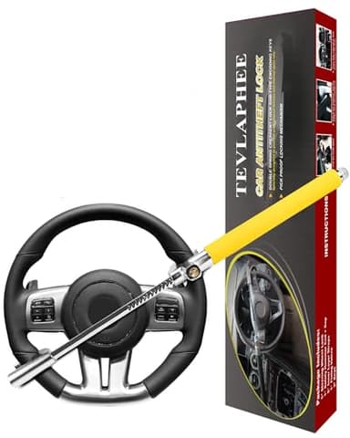 Tevlaphee Blocca Sterzo per Auto Antifurto di Bloccaggio Dispositivi Serratura dello Volante Universale Antifurto immobilizzatore con 3 Chiavi Bloccasterzo(Giallo)