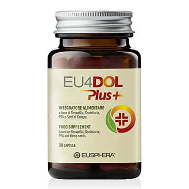 EU4DOL PLUS - Integratore Articolazioni, Ossa e Dolori Articolari per Sollievo Muscolare, con Boswellia Serrata, Canapa e PEA Antinfiammatorio - Articolazioni e Cartilagine integratori, 30 capsule