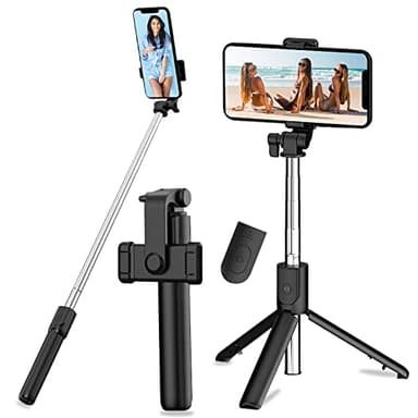 Asta Selfie Treppiede 3 in 1 Asta Selfie Bluetooth, Selfie Stick Treppiede Bastone Selfie Bluetooth estensibile Telescopico Monopiede regolabile con telecomando rimovibile e supporto stabile