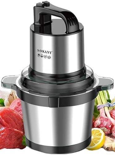 SOKANY Tritatutto Elettrico Ciotola in Acciaio Inox 2 Velocità con 4 Lame Affilate Frullatore Tritatutto con Motore Potente Robot da Cucina per Frutta Verdura Carne Spezie (SK-7028, 800W, 4L)