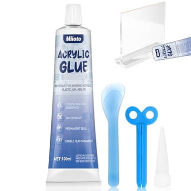 Miioto Colla per Plastica, colla per Plexiglass Trasparente, Colla per Vetro Extra Forte Trasparente, Collas Plexiglass per Incollare Acrilico, Metallo, Plastica, Vetro, Isolante e Impermeabile,100ml