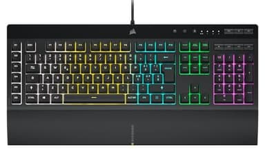 Corsair K55 RGB PRO Tastiera Gaming a Membrana Cablata, Retroilluminazione RGB, 6 Tasti Macro con Integrazione Software Elgato, Resistente all'infiltrazione di Polvere e Liquidi, QWERTY, Nero