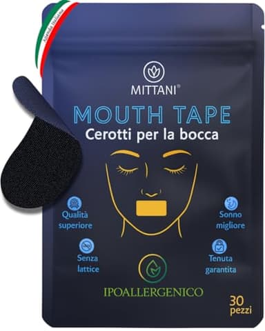 MITTANI® Mouth Tape, Cerotti Bocca per Dormire, Antirussamento, Respira Bene per Dormire Profondamente la Notte, Migliora la Qualità del Sonno Favorendo la Respirazione Nasale
