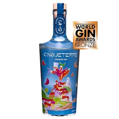 Cinque Terre Gin - 500 ml - Premium Gin 100% biologico Italiano - Premiato tra i migliori gin italiani al mondo nella categoria classic gin - 47% Vol. (500 ml, senza astuccio)