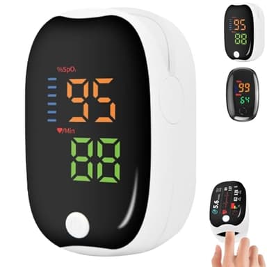Monitor Per Ossigeno Del Sangue Aggiornato 2025, ossigenometro non invasivo, pinza pulso punta delle dita, rilevatore della frequenza cardiaca(Bianco)
