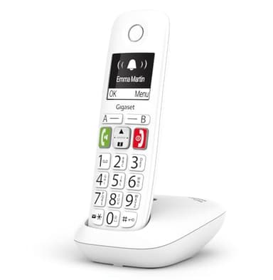 Gigaset E290, Telefono Portatile con Suonerie Forti, Numeri Grandi e Audio Potenziato, Tasti di Chiamata Rapida, Vivavoce con Volume Regolabile, Bianco [Versione Italiana]
