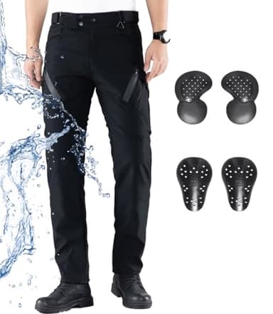 CTBQiTom Pantaloni Moto Uomini e Donne con Protezioni, Impermeabile e Traspirante Pantaloni Motocross Biker con Protezione CE Rimovibile,Nero,M