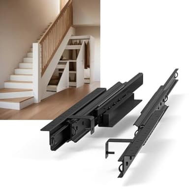 RAM INDUSTRIE Serie 84 Guide per Cassetti Pesanti 400-900mm, Estrazione Totale, Montaggio sul fondo, capacità di Carico 100kg, per Cassetti Sottoscala, chiusura Ammortizzata, 1 paio (2 guide) (400 mm)