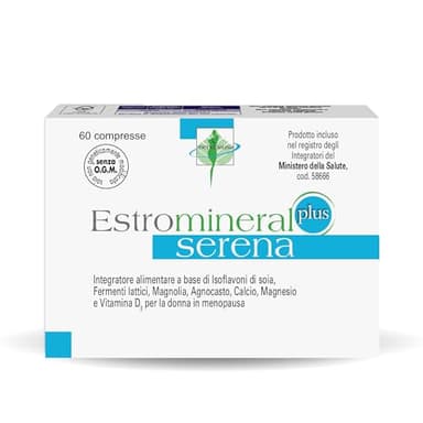 Estromineral Serena Plus – Integratore Menopausa per Vampate, Insonnia, Umore e Salute delle Ossa – Naturale con Isoflavoni di Soia – 60 Compresse Senza Glutine e Lattosio