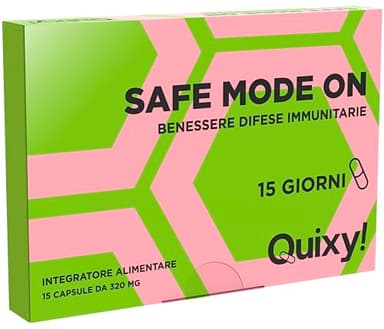 Quixy Safe Mode ON – Integratore Difese Immunitarie con Vitamina C, D, Zinco, Magnesio, Selenio, Rodiola ed Eleuterococco – Energia, Resistenza e Prevenzione – 15 Capsule Made in Italy