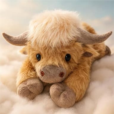 Lpoppcx Peluche A Forma Di CowScozzese Appesantita Peluche Per Bambino E Bambini, Cuscinos A Forma Di Muccas Scozzese Cuscinos Anti-ansia E Compagno Calmante Per Bambini,45x18x15cm