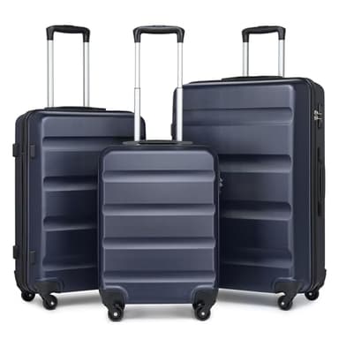 Kono Set di 3 valigie leggere in ABS per cabine medie/grandi, con serratura TSA e 4 ruote girevoli, Marina Militare, 19", Valigia leggera in ABS rigido