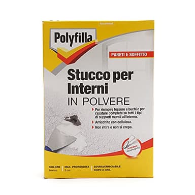 POLYFILLA STUCCO PER INTERNI, per riempimento e rasature in Polvere, BIANCO 1KG