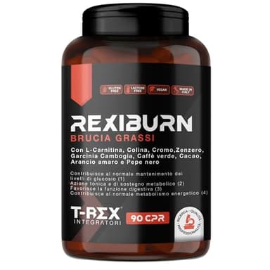 T-Rex Integratori L-Carnitina, Zenzero, Piperina, Glucomannano, Garcinia Cambogia e Caffè Verde | 90 compresse