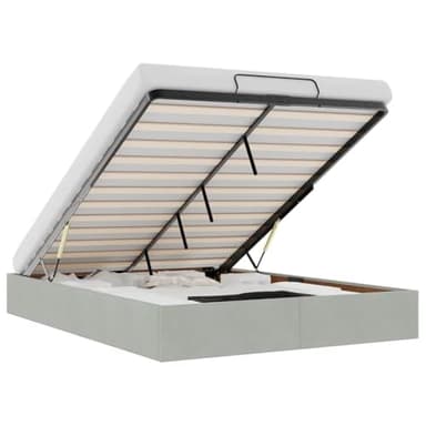 vidaXL Letto ottomano senza materasso, grigio chiaro, 140 x 190 cm, in velluto, telaio del letto, struttura del letto con vano portaoggetti, letto imbottito, telaio del letto con vano portaoggetti