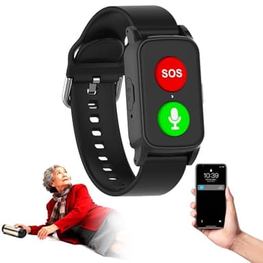 EaThsalL Bracciale Salvavita Anziani Personale per Anziani Orologio Anticaduta Rilevamento Cadute Localizzazione GPS Notifica di Caduta per Smartphone S3-Black