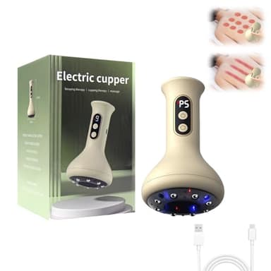 HASAIKA® Massaggiatore Elettrico per coppettazione, raschietto massaggiatore elettrico, Temperatura e aspirazione a 9 livelli, Raschietto elettrico Per ridurre l'indolenzimento muscolare (Beige)