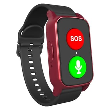 Orologio Intelligente Per Anziani Con Rilevamento Delle Cadute, Localizzatore GPS, Chiamata SOS Sistemi Di Allarme Per Anziani Dispositivo Di Allarme Anticaduta Per La Demenza Di Alzheimer(Red)