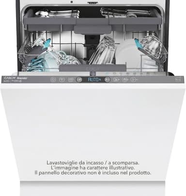 Candy Rapido' Lavastoviglie da Incasso 60 cm, 15 Coperti, 8 Programmi, Wi-Fi + BLE, App hOn, Smart Door, Partenza Ritardata 24h, Motore Inverter, Classe C, 59,7 x 55,5 x 81,8 cm, Bianca - CI 5C6F1A