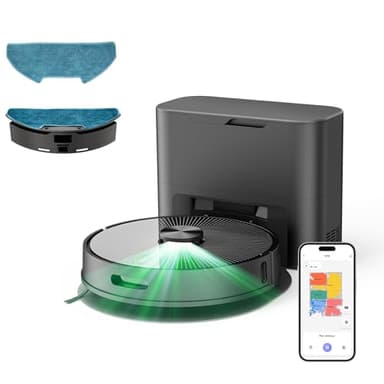 Vozascly R10 Robot Aspirapolvere Lavapavimenti con Mappatura, Lava e Aspira Pavimenti, 4L Svuotamento Automatico Polvere, Doppia Navigazione LiDAR +IMU
