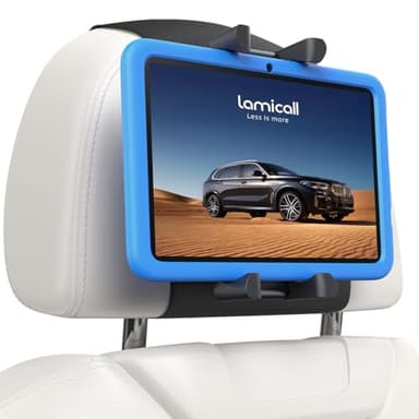 Lamicall Supporto Tablet Auto - [Clip Silicone Ampia] [Pieghevole] 360° Rotazione, Striscia Magica Elastica Tablet Poggiatesta, per Cover Spesse, per iPad, Switch e Altri 6,1-13" Dispositivi