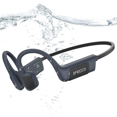 IFECCO Cuffie Conduzione Ossea Nuoto, IP68 Impermeabili Auricolari Piscina Nuoto Bluetooth 5.4, Cuffie Subacquee con Lettore MP3 da 32G, Wireless Auricolari per Nuoto, Surf, Corsa, Ciclismo(Nero)