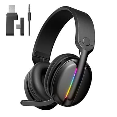 MANKIW Cuffie Gaming Wireless per PS5, PS4, PC, Mac, Cuffie da Gioco Bluetooth 5,4 & 2.4GHz USB/Type-C a Bassa Latenza con Microfono Antirumore, 40H di Autonomia